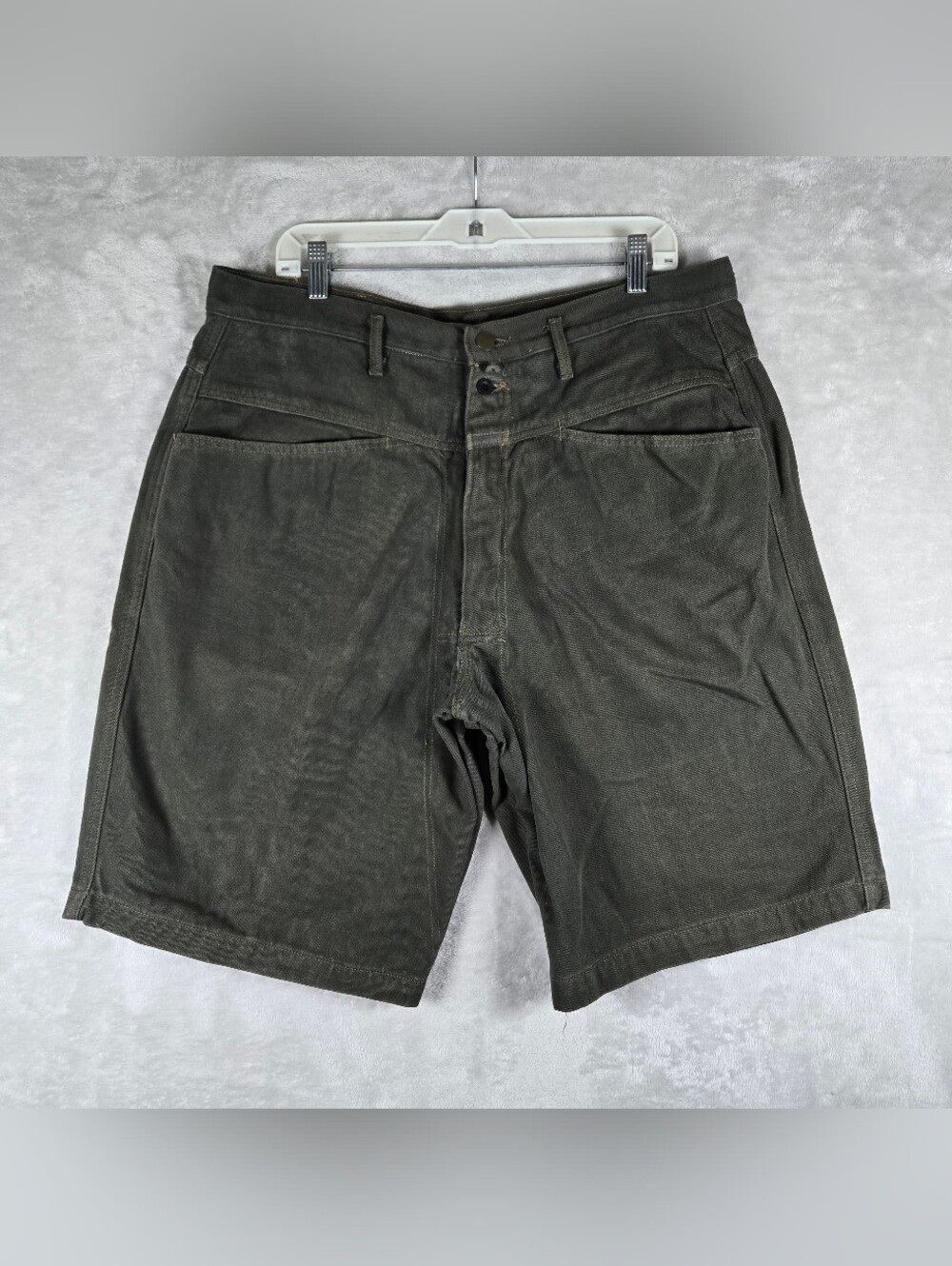 Marithe Francois Girbaud Green Jeans Shorts Mens Size 38 Baggy Jorts Denim 12”